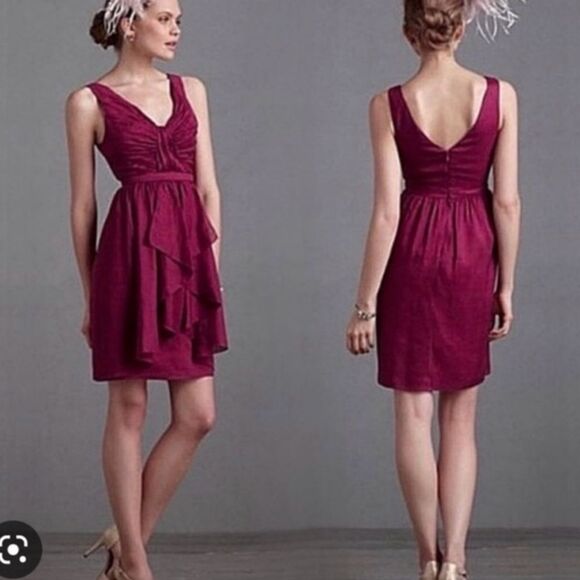 Anthropologie Quillaree Raspberry Silk Blend Dress - Picture 1 of 11
